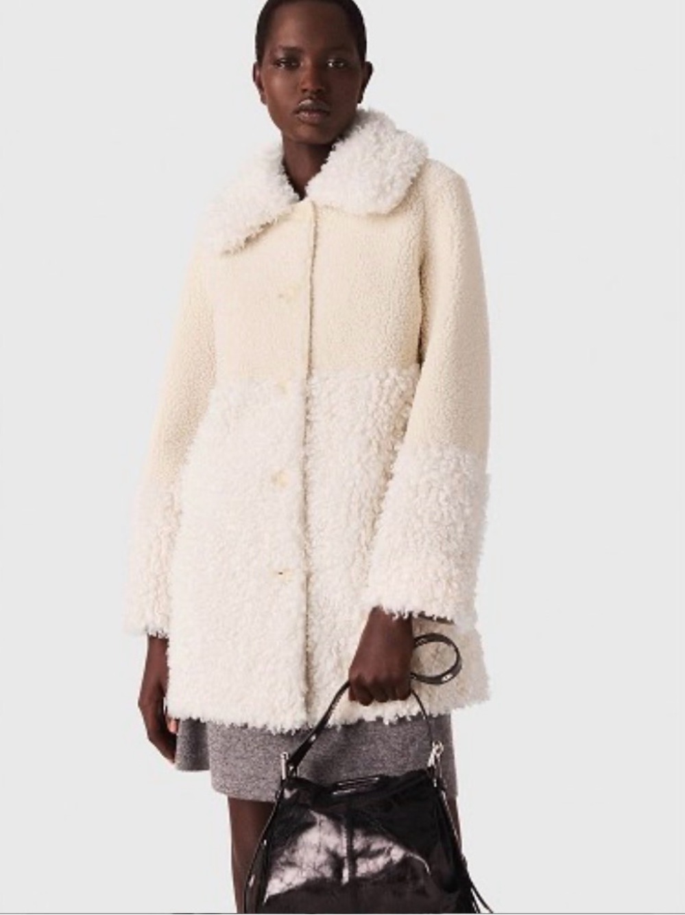NWT Maje Long Faux Fur Coat – Ecru – Sizes 36,38, 40, 42 (FR)